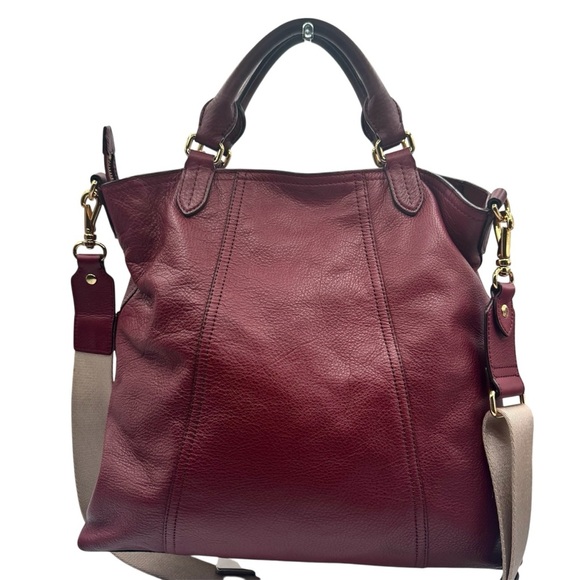 Lauren Ralph Lauren Deep Red Leather Satchel | Very Good Condition - Picture 3 of 16